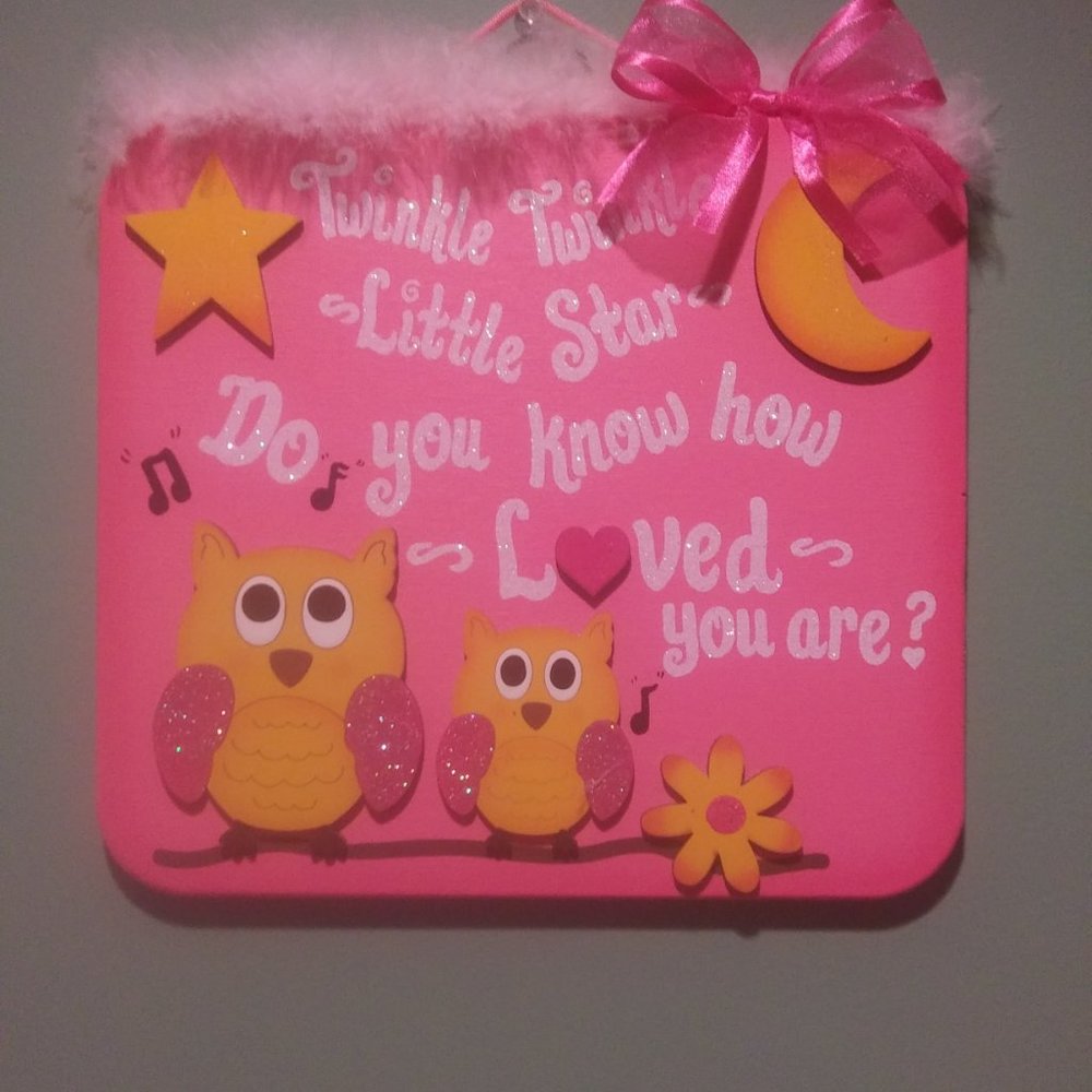 Owl Wall Plaque Kids Bedroom Decor~Twinkle Twinkle Little Star Do You Know....